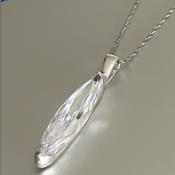 Italian CZ Marquis Pendant Necklace - Picture 2 of 5